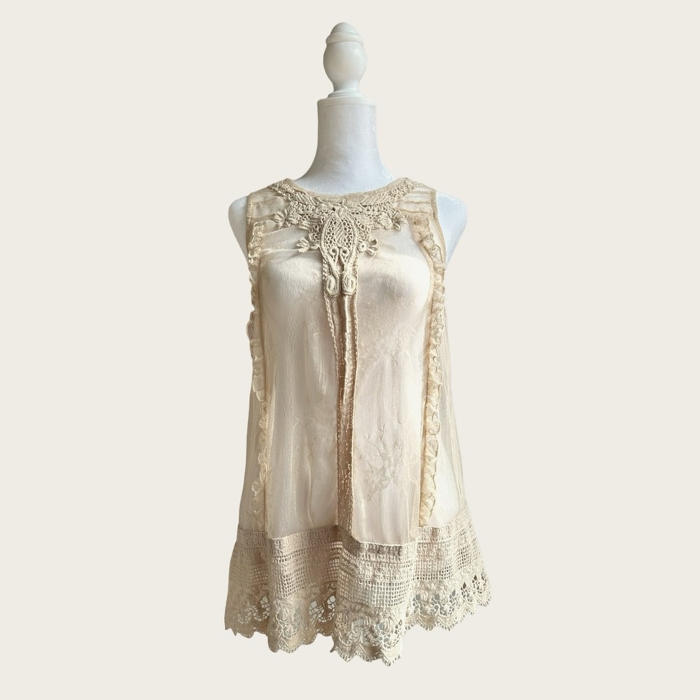 MOULINETTE SOEURS by Anthropologie, Victorian Femme, Ivory Lace Top, Size 0
